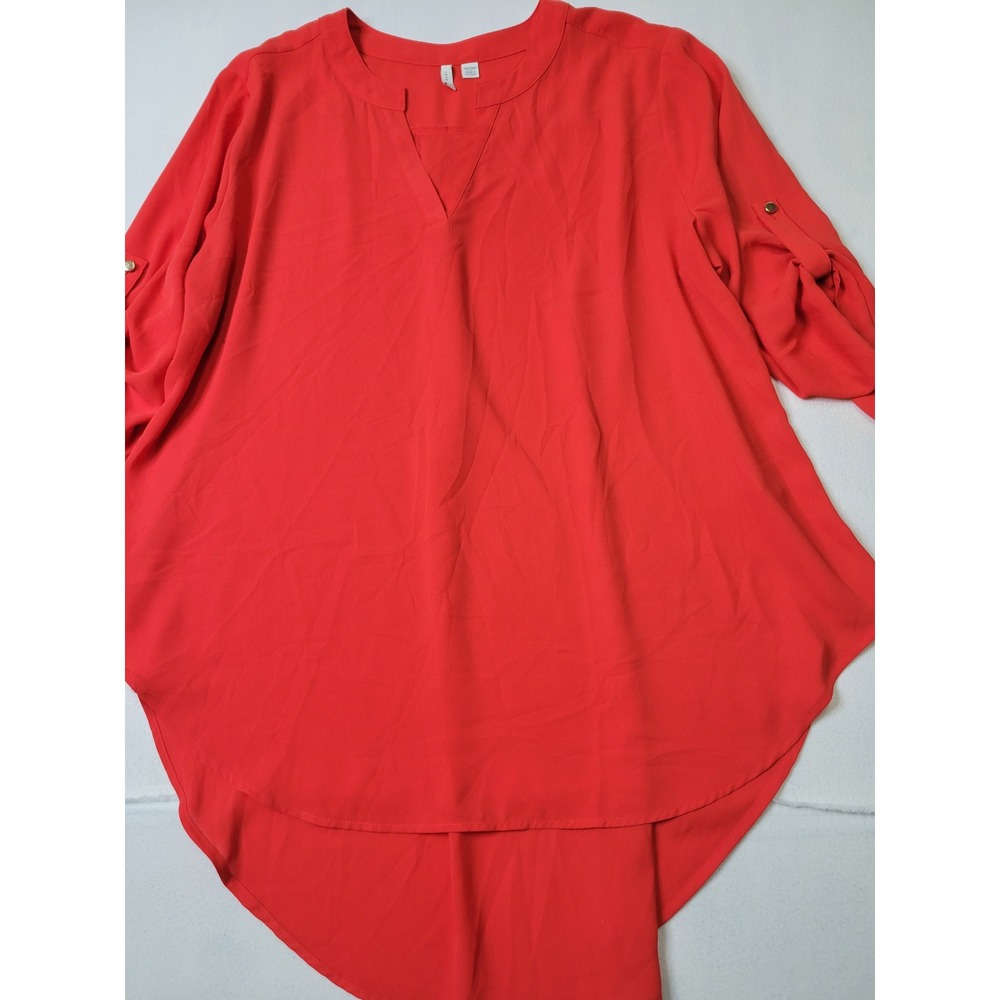 Catherines Est 1946 Red Roll Tab Sleeve High Low Blouse Womens 18/20W 1721